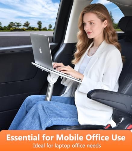 DICMKY Car Seat Tray Table, Height Adjustable Travel Tray for Kids/Adults, Car Lap Desk for Laptop Computer Tablet Book, Front Passenger/Rear Seat Food Eating, Essentials Accessories for Long Trips — view 4