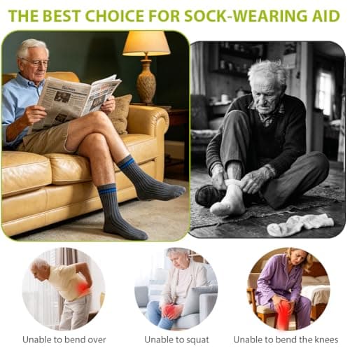 Vicloon Sock Aid to Put on Compression Socks, Compression Sock Aid Device Fits Calves Less Than 39cm, Easy Grip Help Putting on Socks Device Stable Sock Aids for Seniors, Pregnant, Limited Mobility — view 5