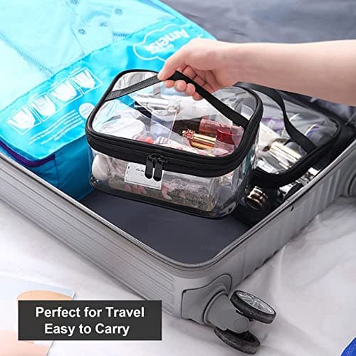 Clear Toiletry Bag, Kememo 2PCS Portable Makeup Bag Transparent Cosmetic Bag with Handle Zipper Waterproof Travel Storage Pouch — view 6