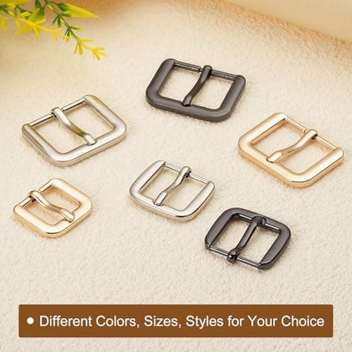 sourcing map Metal Roller Buckle, 6Pcs 0.98 Inch Single Prong Belt Buckle Square Replacement Bar Buckles for Leather Craft Accessories Belt, Light Gold — view 4