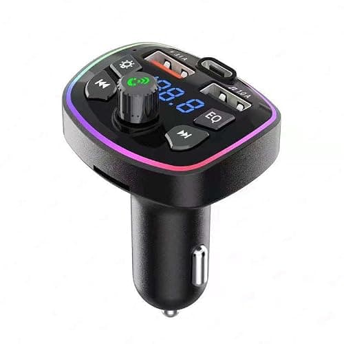 Car Charger Fast Charging EQ Model, 200W 4 in 1 Port USB C Adapter, Big Output, PD Fast Charge compatible with iPhone Samsung iPad, Wireless, Cigarette Lighter Socket Plug, Colorful RGB LED Display — view 6