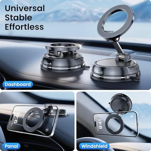 MagSafe Car Phone Holder, 35 kg Vacuum Suction Mount with 22 N55 Magnets — view 4