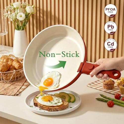 GIPP 21PCS Pots and Pans Set Non Stick,Nonstick Cookware Set Detachable Handle,Pots for Cooking Non Stick with Removable Handle,RV Cookware Set,PFAS PFOA Free(Red Gradien,21PCS) — view 4
