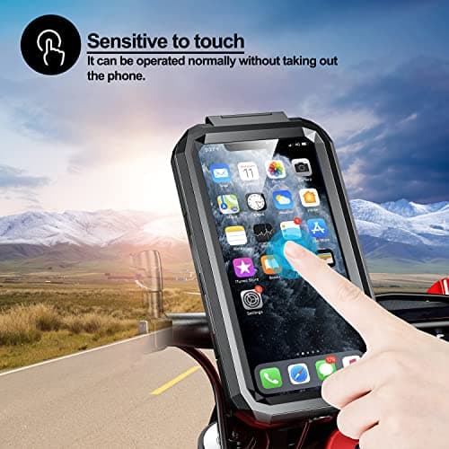 iMESTOU Waterproof IP67 Motorcycle Phone Mount Wireless/USB C Charger (L) — view 2