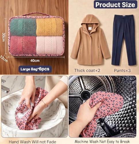 6pcs Foldable Large Packing Cubes, Travel Suitcases Organiser — view 6