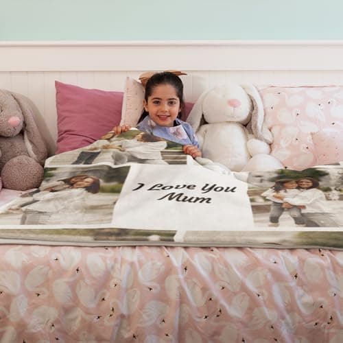 Print Maniacs Personalised Anniversary Blanket, Custom Photo Blanket for Couples, Romantic Gifts for Women & Men, Customised Throw Blanket with Photos, Personalised Birthday for Adults, Him & Her — view 6