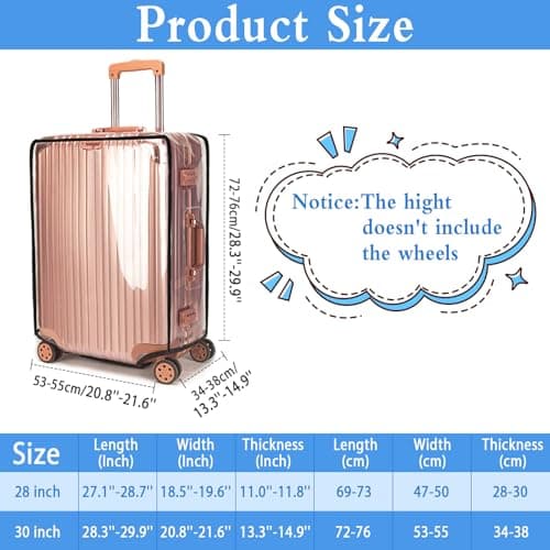 Chudian 2 Pieces Clear PVC Suitcase Cover, 30 Inch Waterproof Luggage Cover Clear Protective Luggage Cover Dustproof Luggage Covers Protectors for Suitcases Travel Luggage — view 2