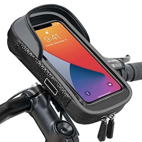Bike Phone Holder Waterproof, Handlebar Bag, Bicycle Phone Mount (Grey)