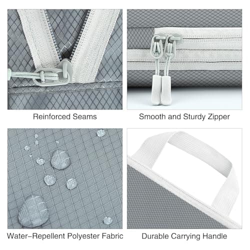 Compression Packing Cubes for Suitcases,Suitcase Organiser Bags,Travel Packing Cubes Compression Set for Backpack,Packing Organisers,Waterproof Travel Organiser Packing Bags (5, Grey) — view 4