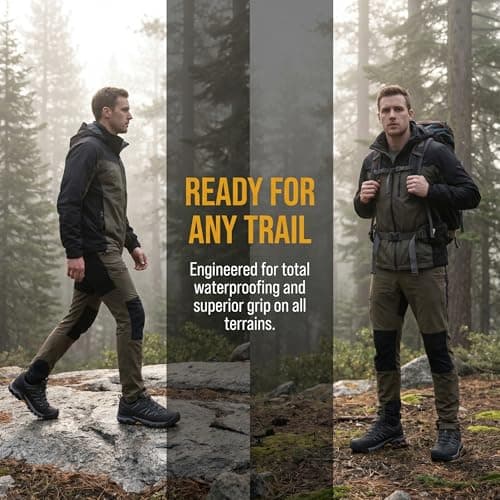 Men's Waterproof Hiking Shoes Low Top Trekking Shoes Anti Slip Breathable Outdoor Trails Camping Walking Grey 9 UK — view 6