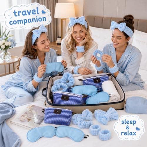 20PCS Sleepover Kit, Slumber Party Supplies for Girls, Complete Sleepover Set for Parties and Group Gatherings, 4 Bags 4 Eye Masks 4 Hair Ties 4 Headbands 4 Wristbands 20-Piece Collection — view 4