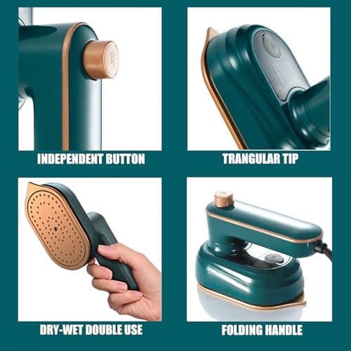 HOORayeah Travel Mini Steam Iron - 180° Rotating Foldable Handheld - Fast Heat Up - Lightweight Portable Steamer for Home Business and Travel — view 3