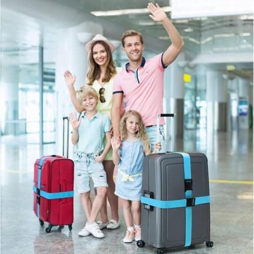 Luggage Suitcase Straps Set Adjustable Travel Packing Straps with Buckles Luggage Belts for Travel Bag Suitcase ((Grey,4)) — view 6