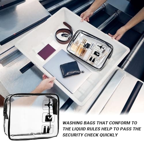 3 Pcs Clear Travel Toiletry Bag, TSA Approved Airport Liquid Bags with Zippers, Waterproof Clear Makeup Bags for Women Men, Portable Cosmetic Travel Wash Bag for Holiday Business Flight — view 5