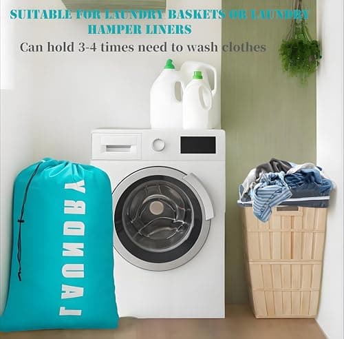 2 Pack Large Laundry Bags,24"" x 36"" Portable Travel Laundry Bag with Drawstring Cord,Travels Laundry Bags for Dirty Clothes, Ideal for Travel, Home, Dormitory — view 2