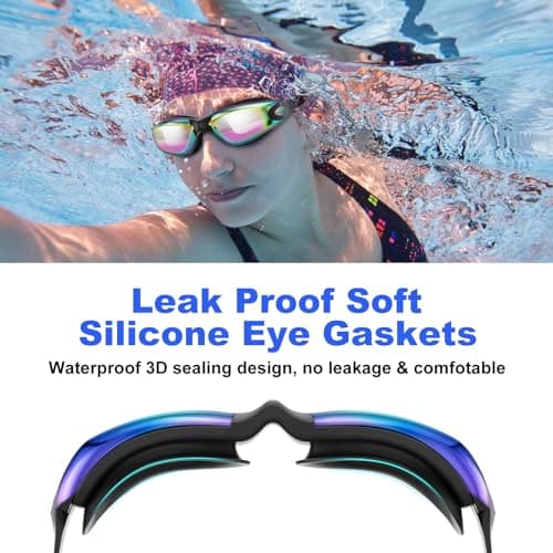 Yomisee Swimming Goggles 2 Pack, Swim Goggles with Nose Clip & Earplugs Anti Fog No Leaking Clear Vision for Adult Women Men — view 6