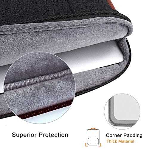 Voova Laptop Sleeve 15-16 Inch, Waterproof Case with Pouch, Dark Black — view 2