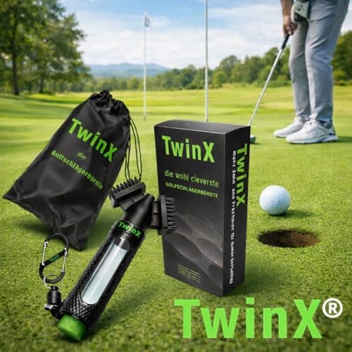 TwinX Premium Golf Brush with Water Tank & Spray Function Dual Bristle System for All Golf Clubs Brush for Club Cleaning CaddieMag & Carabiner for Golf Bag Golf Accessories, Pack of 1 — view 6