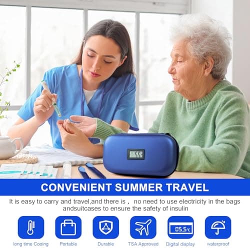 Sinnyelor Insulin Cooler Travel Case TSA Approved Medication Cooler for Travel Diabetes Case Refrigerated Medicine Bag with 2 Ice Pack（Keep Meds Below 25℃） — view 4