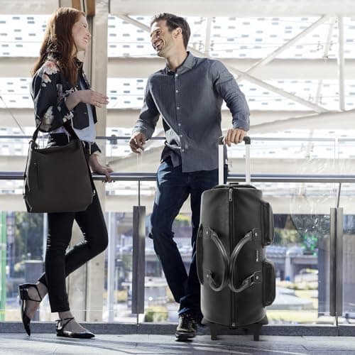 Modoker Convertible PU Leather Garment Bag, Carry-On Travel Duffel — view 6