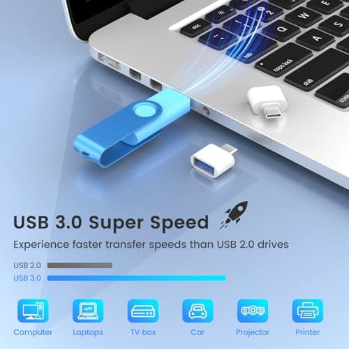 Wooolken usb stick 64GB 3.0 Flash Drives 5 Pack, with USB C Adapter — view 4