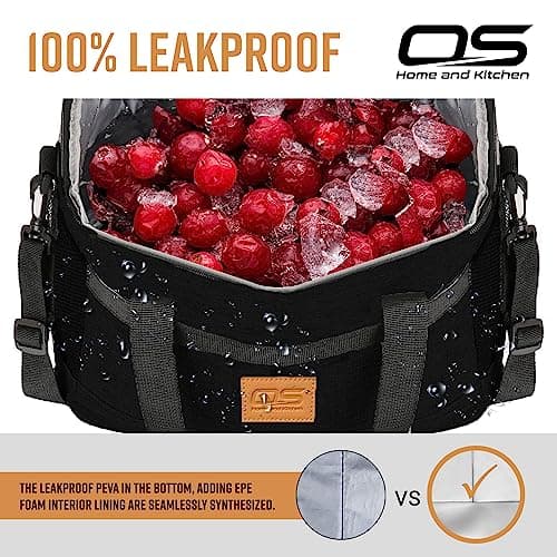 Insulated Portable Food Cooler Bag, Large Capacity, Waterproof, Lightweight, for Camping, BBQ, Travel, and Outdoor Activities (Black, 8.5L) — view 6
