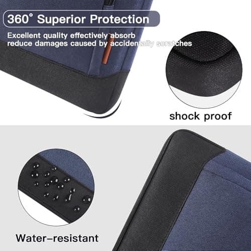 DOMISO 17-17.3 Inch Laptop Sleeve Business Briefcase Shoulder Bag - Compatible with 17" Laptops, Blue — view 5