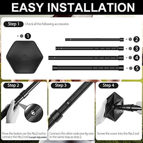Golf Travel Bag Support Rod, Anti-impact Golf Support Cover, Aluminum Alloy Adjustable 4 Telescoping Sectio, Golf Club Stiff Arm for Golf Bag, Golf Support Stick, Portable Club Protector Pole System — view 3