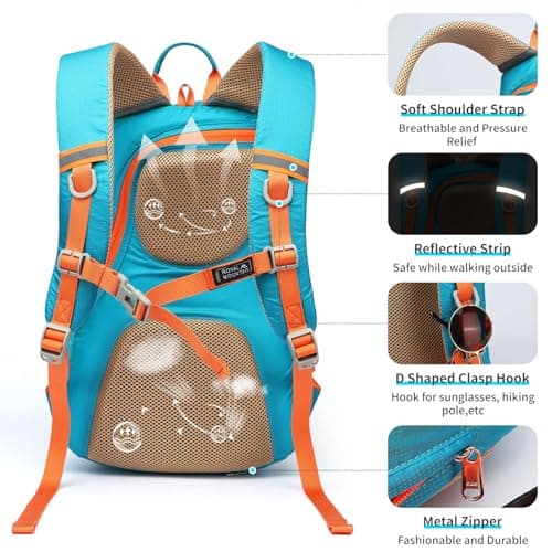 Lightweight Hiking Backpack, 30L Women/Men Waterproof Travel Rucksack Bag with Rain Cover, Outdoor Small Foldable Daypack for Student, Fit for 15.6 inch Laptop (Lake Blue, 30L) — view 3