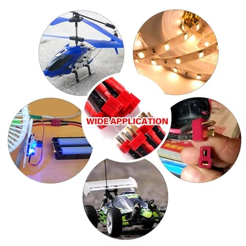 YIXISI 5 Pairs T Male Female Plug Connectors Adapter with 14AWG Silicon Wire, T-Plug Connectors, Deans Ultra Plugs, for RC Lipo Battery Cable Drone — view 6