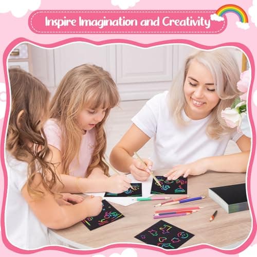 90-Piece Rainbow Scratch Art Paper Set for Kids, 3.35 x 3.35 in — view 4