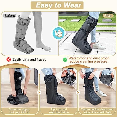 Mybow Walking Boot Cover, Medical Fracture Cast Boot, Tall Orthopedic Walking Shoe Protector for Men Women, Air Walker Foot Protectors for Outdoor, Rain & Snow Foot Protector with Upgraded Sole — view 6