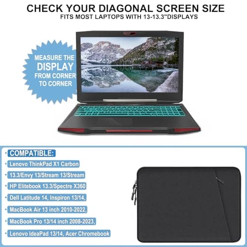 Laptop Sleeve Case 13.3 inch, Shockproof Protective Computer Cover with Accessories Pocket, Portable Laptop Bag Compatible with MacBook Air/Pro 13-13.3 inch, Compatible for MacBook Pro 14 inch, Black — view 4