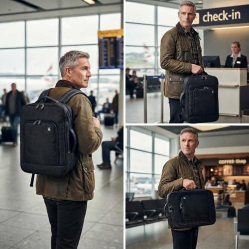 Aerolite 40x30x20 Ryanair Wizz Air Under Seat Backpack Rucksack Bag Black — view 6