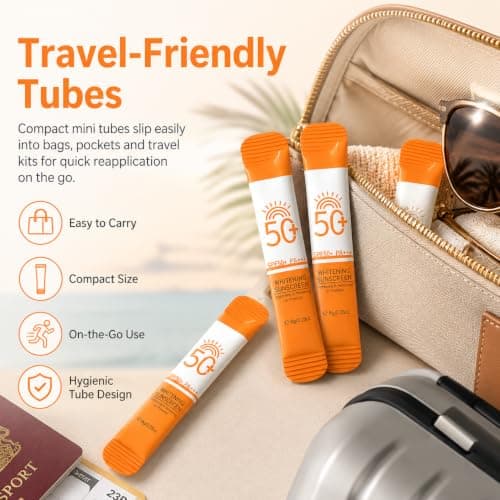 24 Pack Mini Travel Sun Cream, Sunscreen SPF 50+, Travel Size Sunscreen for Face & Body, Portable Skincare Set for Handbag, Holidays, Commute, Beach & Outdoor Trips, Mini 8g Tubes — view 6