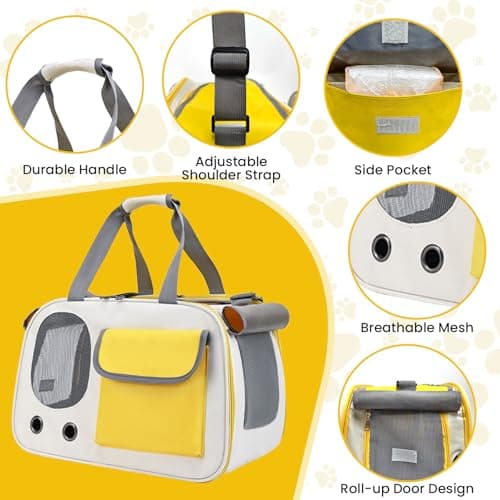 Cat Carrier,Pets Dog Carriers for Travel, Soft-Sided Breathable Mesh Pets Carriers For Small-Medium Cats Puppies, Airline Approved- Yellow — view 3