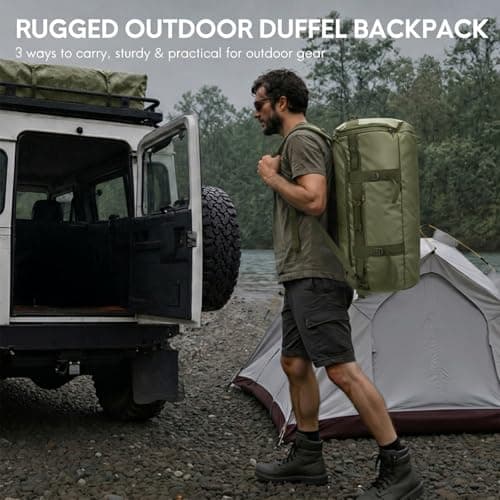 Haimont Heavy Duty Convertible Travel Duffel Backpack, 90L, Army Green — view 2