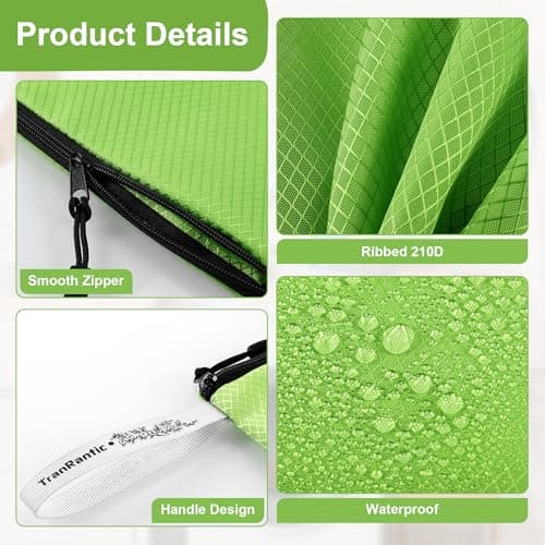 TranRantic 4Pcs Travel Laundry Bag, Waterproof Laundry Bag Dirty Clothes, 3 Sizes Wet Bags for Swimming Yoga Workout, Foldable Laundry Bags for Travelling Family Vacation (Green) — view 3