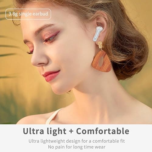 Wireless Earbuds, 2026 Bluetooth 5.4 Headphones in Ear 6D Bass Stereo, 40H Earphones with 4 ENC Noise Cancelling Mic, IP7 Waterproof LED, AI-Enhanced Calls Bluetooth Earbuds for Android iOS, Silver — view 6
