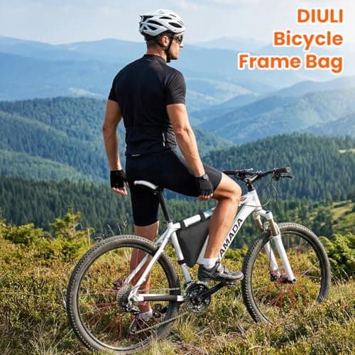 DiULi Bike Frame Bag Large Capacity 20x20x27cm, Waterproof Bicycle Triangle Bag with Mesh Pocket for Water Bottle, Cycling Frame Pack for Mountain Road Bike - Black — view 6