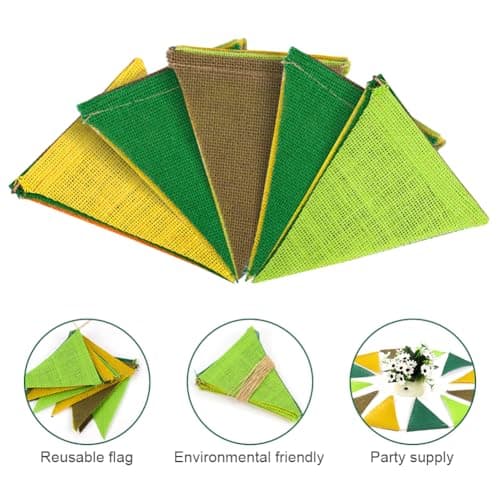 Vicloon Bunting Banner, 36PCS Reusable Outdoor Waterproof Bunting, 12M Vintage Burlap Buntings Banner, Rustic Linen Garlands for Wedding Birthday Party Home Festival Decoration Boho Camping Rustic — view 4