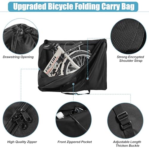Bicycle Transport Bag, Waterproof, Durable 900D Carry Case for 20 Inch Bag, Folding Bike, Universal Folding Bicycle Transport Storage Bag with Strong Strap for Folding Wheels, Outdoor Bicycle Storage — view 5