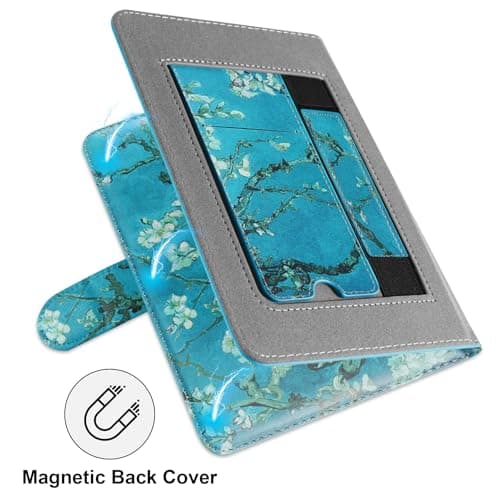 HoYiXi Universal Case for 7 inch Kindle Paperwhite/Colorsoft 2024 Compatible with 6.8" Paperwhite Kobo Clara HD/Kobo Clara 2E eReader Protective cover with Foldable Stand Built-in pocket,flower — view 4