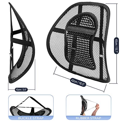 ABN Finest Lumbar Back Support Mesh Brace Cushion for Work Station, Travel, Dining or Gaming Table - Heavy Duty Material, Massage Beads for Pain Relief - Firm, Orthopedic Spine Rest - 5-Pack, Black — view 3