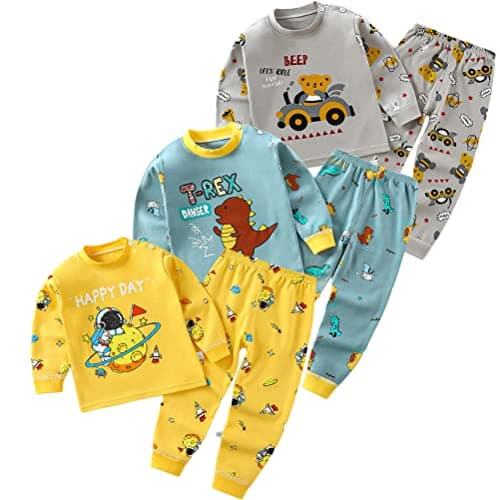 XM-Amigo Baby Boys 3 Pack Cotton Long Sleeve Pajama Sets,12-18 Months