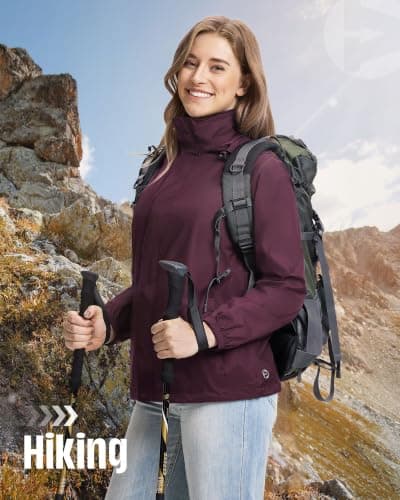 Outdoor Ventures Women's Raincoat Waterproof Rain Jacket Foldaway Hood — view 2