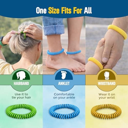 Mosquito Repellent Bracelet - 12 Bands, Triple Strength, Multi Coil, DEET-Free with 250 Hours Natural Anti Bug Wristbands for Adults & Kids - Insect Repellent Bracelet Bands — view 4