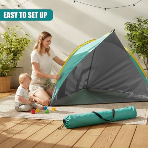 GEEZY Pop Up Beach Tent - 1-2 Person UPF 50+ UV Sun Protection, Sun Shade Shelter for Beach, Camping & Garden - 2 Person Portable Canopy, Silver Coated 170T Polyester with Carry Bag — view 6
