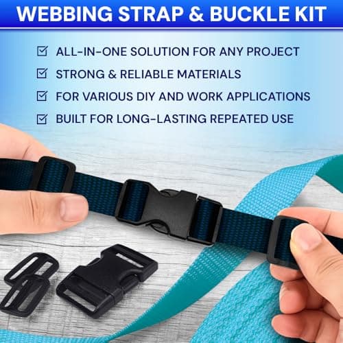 TECEUM 25mm Nylon Strap Kit with Buckles, 5m Navy Blue Fabric Tape — view 2
