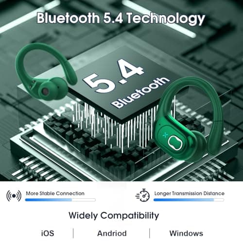 Aptkdoe Wireless Earbuds, 75H Bluetooth 5.4 Headphone Sport Ear Hooks, App — view 6